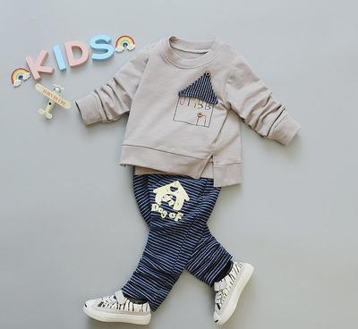 么么小鸭2017春季新款婴幼儿童装 纯棉休闲两件套图片细节赏析